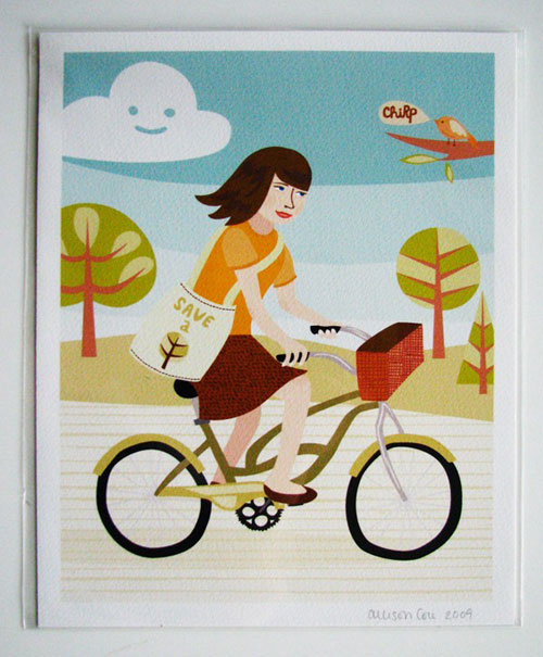 Bicycle Girl Print by Allison Cole