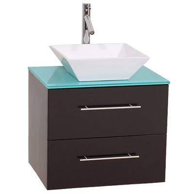 Contemporary Bathroom Vanities on Forto 24 Inch Wall Mounted Modern Bathroom Vanity   Espresso W  Green